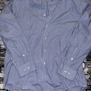 John Ashford Navy Checkered Button Down Shirt size 16 - 34/35